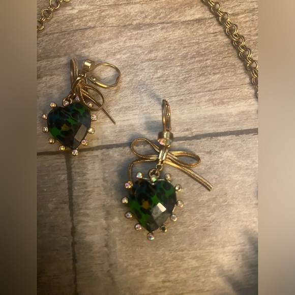 VINTAGE Brighton-green/gold tone necklace,matching earrings +original ❤️tin. - Picture 6 of 8